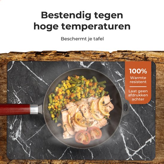 Castagnola Platzsets in Lederoptik - Rutschfeste Platzsets aus Kunstleder - Wasserabweisende Untersetzer - Untersetzer - 6 Stück - 45 x 30 cm - Schwarz/Weiß - Marmormuster
