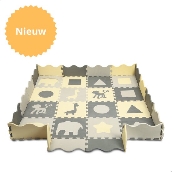 Puzzle Matte Baby - faltbare Schaumstoff Spielmatte - Baby Spielmatte - Grau