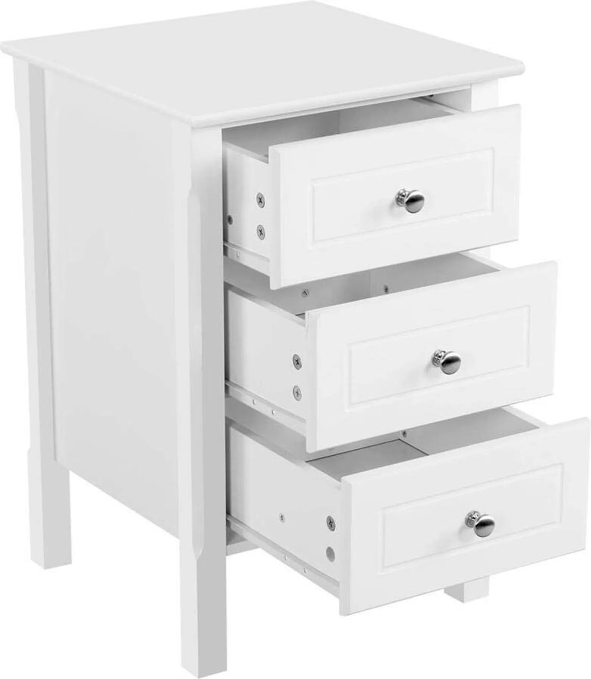 Yaheetech Nachttisch mit 3 Schubladen - Ausgestattet mit Aluminium-Knopfgriffen und feuchtigkeitsbeständiger lackierter Oberfläche und hochwertigen Schubladenführungen - Für Schlafzimmer und Wohnzimmer - Weiß E1 MDF - 40 x 40 x 60 cm