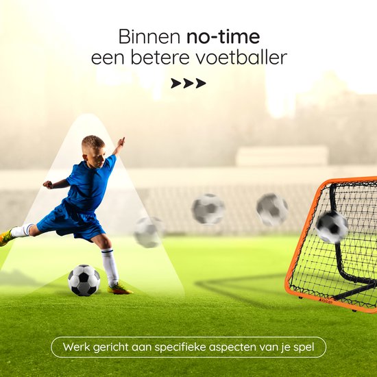 Volcan Adjustable Rebounder - Fußball-Trainingsgerät - Doppelseitiger Fußball-Bouncer - 85 x 85 cm - Inklusive Bodenanker - Doppelte Progression