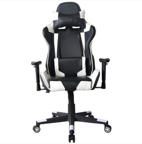 VDD HUKY1010_WITZWART Gaming-Stuhl – Verstellbare Rückenlehne 180° – 360° drehbar – 120–130 cm – Schwarz/Weiß