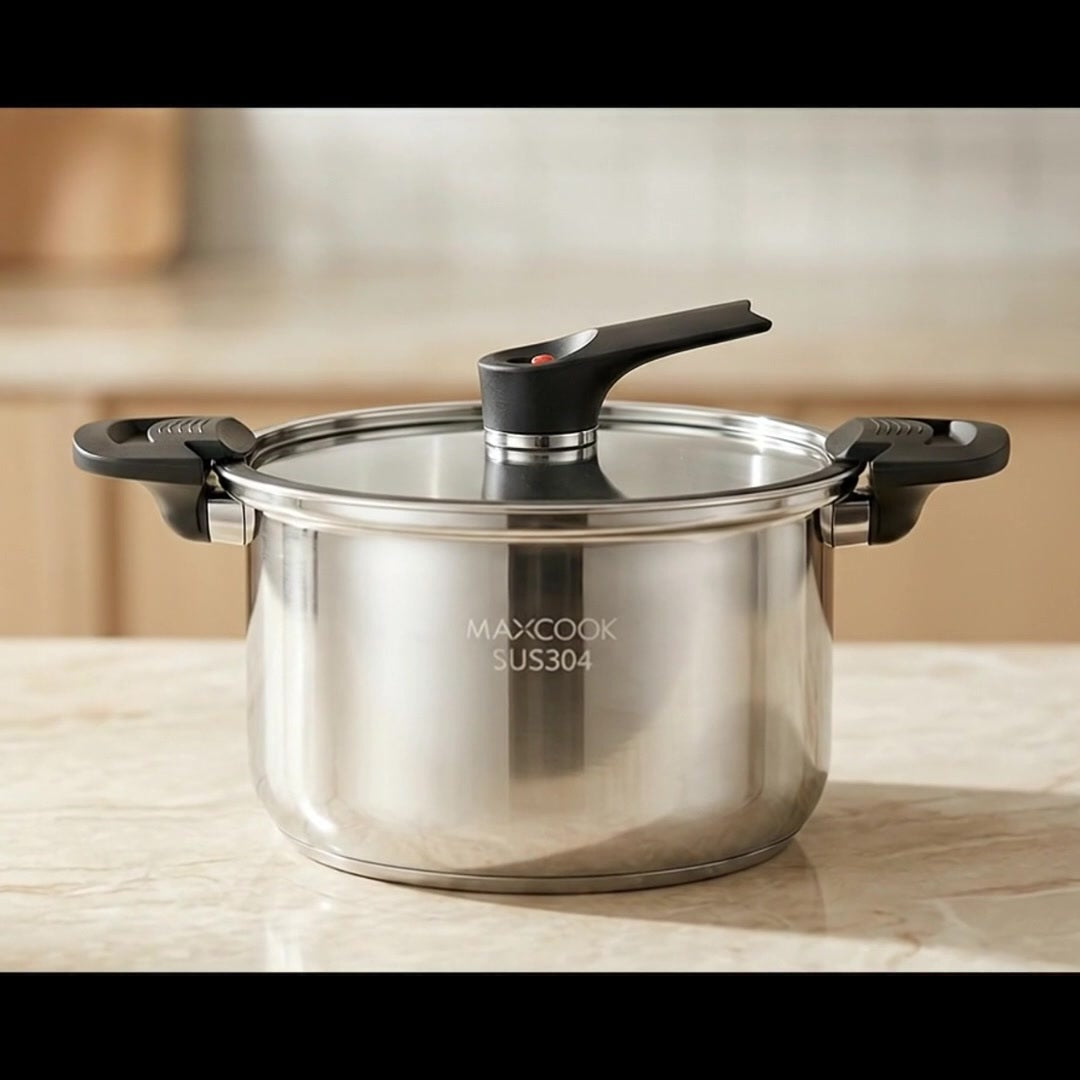 Maxcook Mikrodruck-Suppentopf mit Deckel – Edelstahl 304 – 24 cm – 6 l