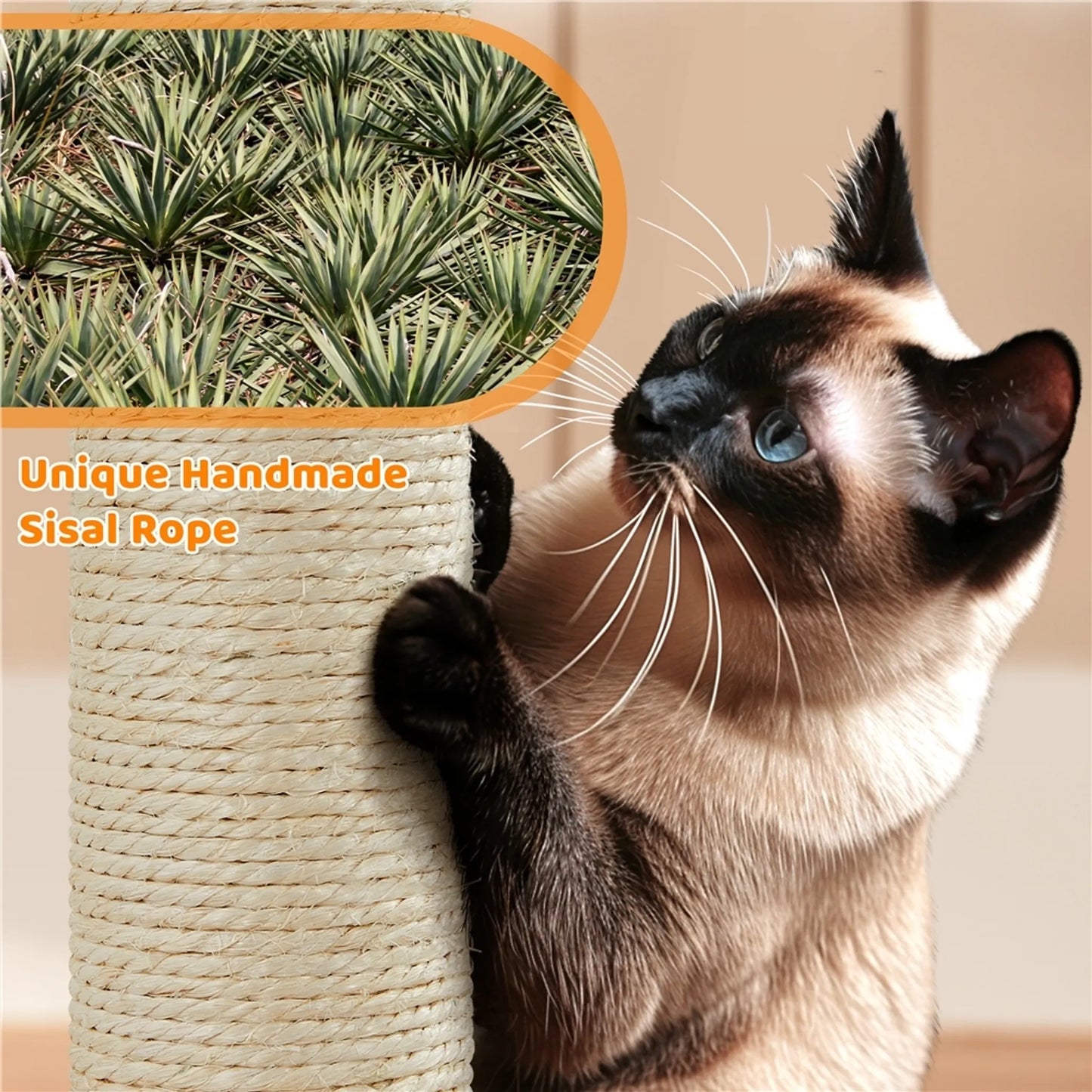 Yaheetech Katzenpfosten mit zwei Katzenhäusern - Ausgestattet mit Aussichtsplattform und Kratzbrett und Sisalstange und Spielball - Für 1-2 kleine bis mittlere Katzen - Dunkelgrauer Plüsch und Sisal - 60 x 45 x 106 cm