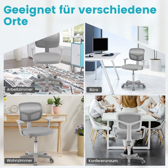 Coast 360° drehbarer Kinderschreibtischstuhl – 80–91,5 cm – für Kinder von 3 bis 10 Jahren – grau