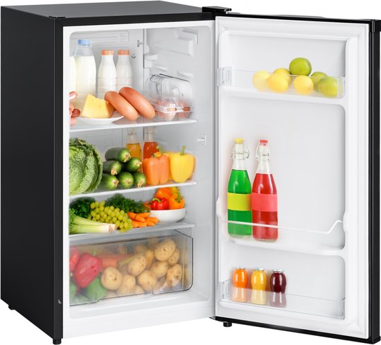 KitchenBrothers Tischkühlschrank - 88L - Freistehend - Schwarz - Kompakter Minikühlschrank mit verstellbaren Ablagen