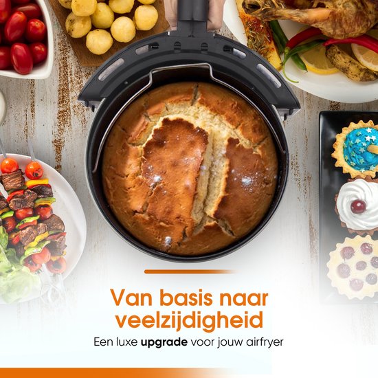 Airfryer-Zubehör 7-teilig Ø 20cm Schwarz Inklusive Kochbuch
