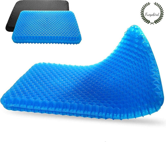 Fuegobird Gel Pillow - Ergonomisches Kissen - Sitzkissen orthopädisch - Doppelschichtige Wabenstruktur - Mit Kissenbezug - Blau