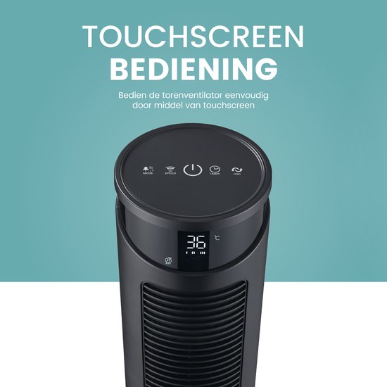 AirKing Turmventilator 117cm - Säulenventilator mit Fernbedienung - Timer - 3 Geschwindigkeitsmodi - Oszillation & dimmbarer LED-Bildschirm - Energieeffizient - Ventilator zur Raumkühlung - Schwarz