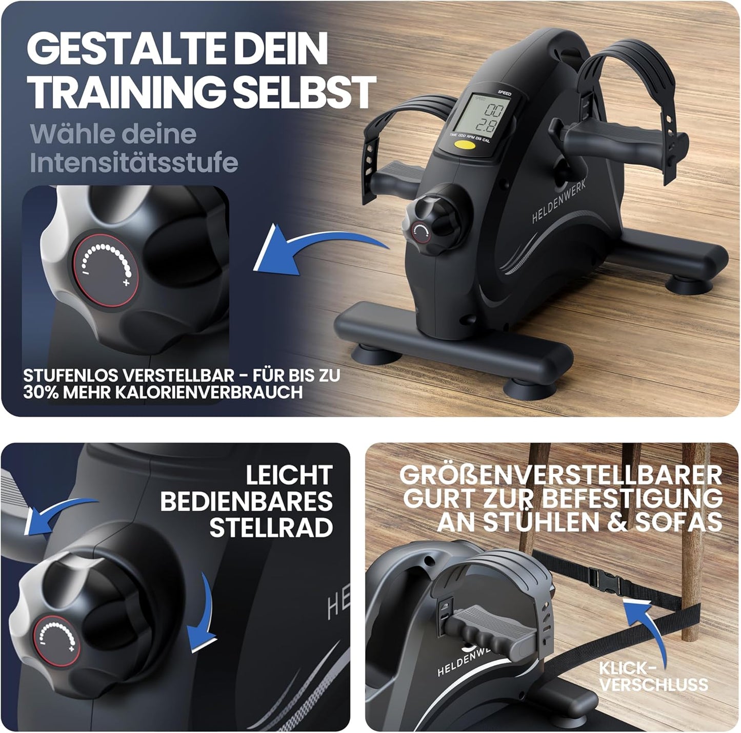 Heldenwerk Pedal Trainer - Anti-Rutsch-Matte - 44x40x30cm - Schwarz