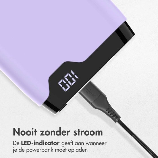 imoshion Powerbank 20000 mAh - Schnellladegerät 22,5W - LED-Anzeige - USB C & USB A - Geeignet für iPhone und Samsung, u.a. - Universal - Flieder