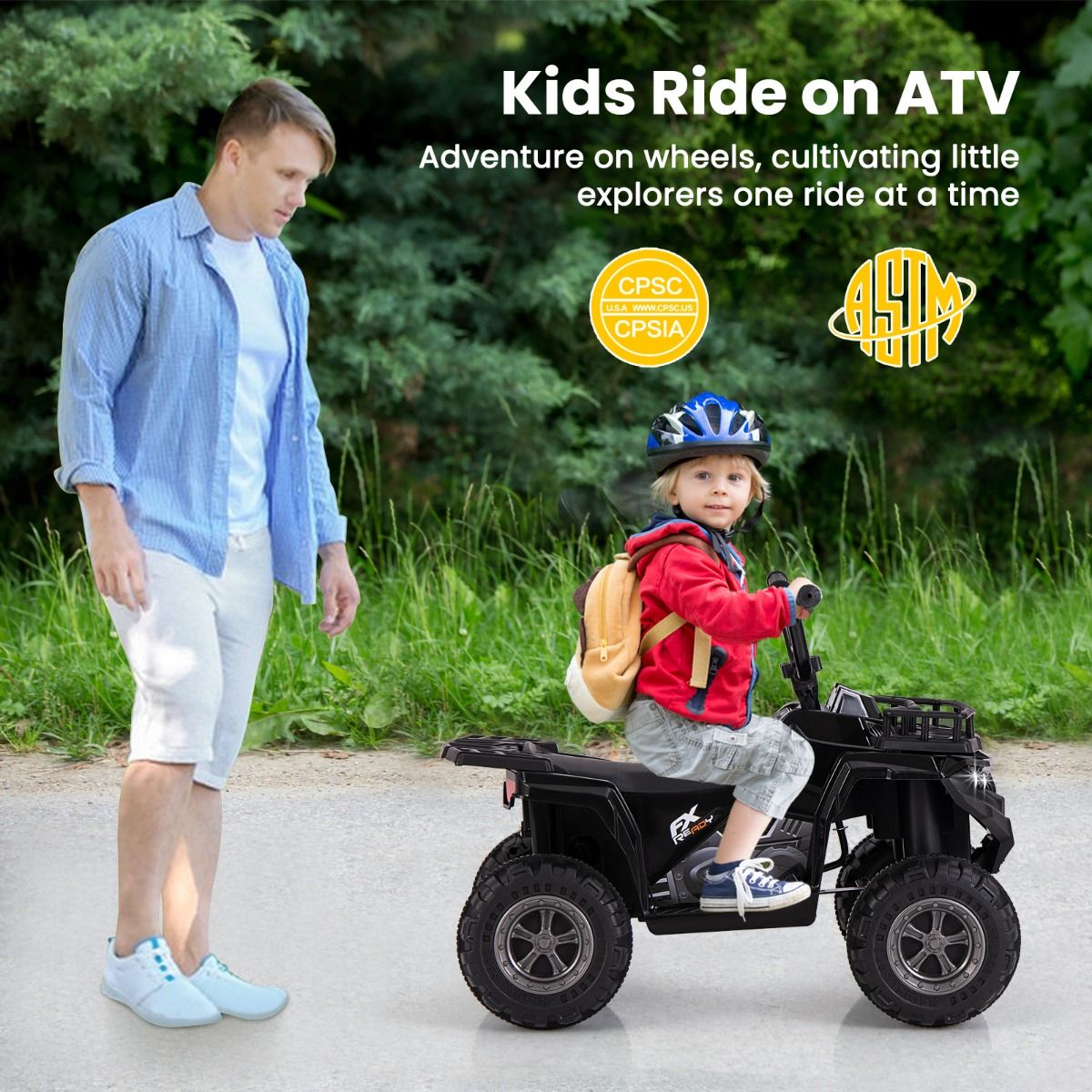 Coast Elektrisches Kinder-Quad – mit MP3-Player – Vorwärts- und Rückwärtsgang – schwarz