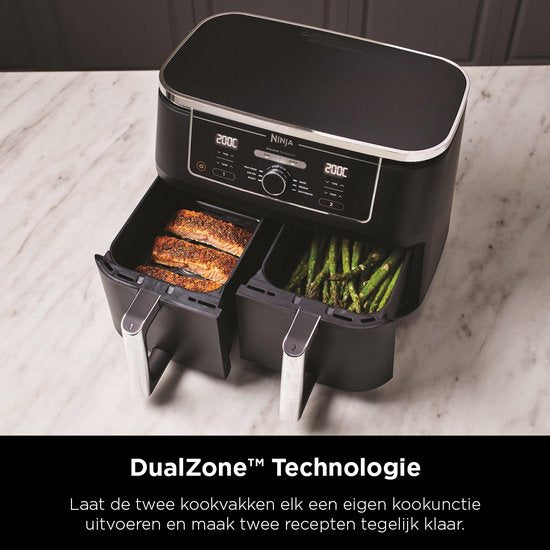 Ninja Doppel-Heißluftfritteuse XXL – 9,5 Liter – Modell 2020 – Dual-Zone-Technologie – AF400EU