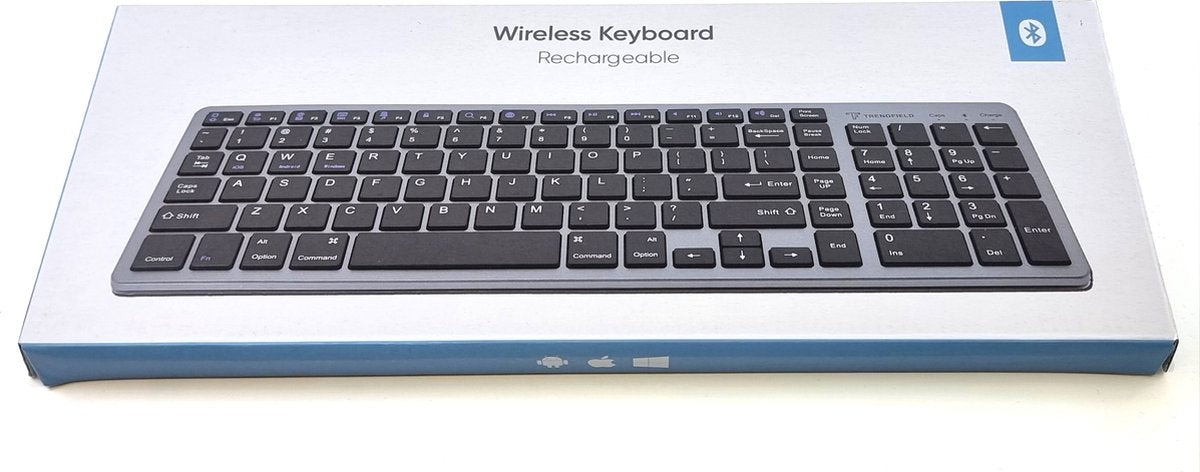 Trendfield Wireless Keyboard - Bluetooth Tastatur - Leise Tasten - Wiederaufladbar - Qwerty - Space Grau