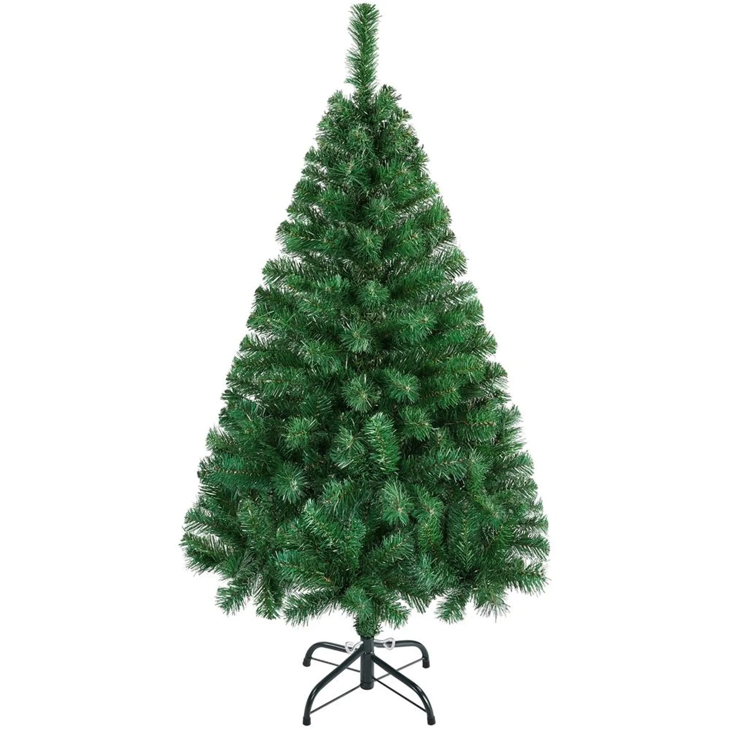 Yaheetech Künstlicher Weihnachtsbaum 124 cm - Mit 208 Zweigspitzen und klappbarem Metallsockel und Gummischutzfüßen - Für Wohnzimmer und Tischdekoration - Grünes PVC und Metall