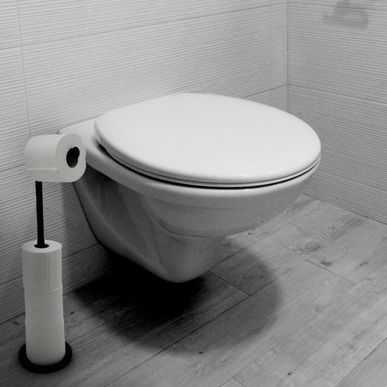 MM Brands WC-Rollenhalter - WC-Rollenhalter stehend - Toilettenpapierrollenhalter ohne Bohrung - Schwarz