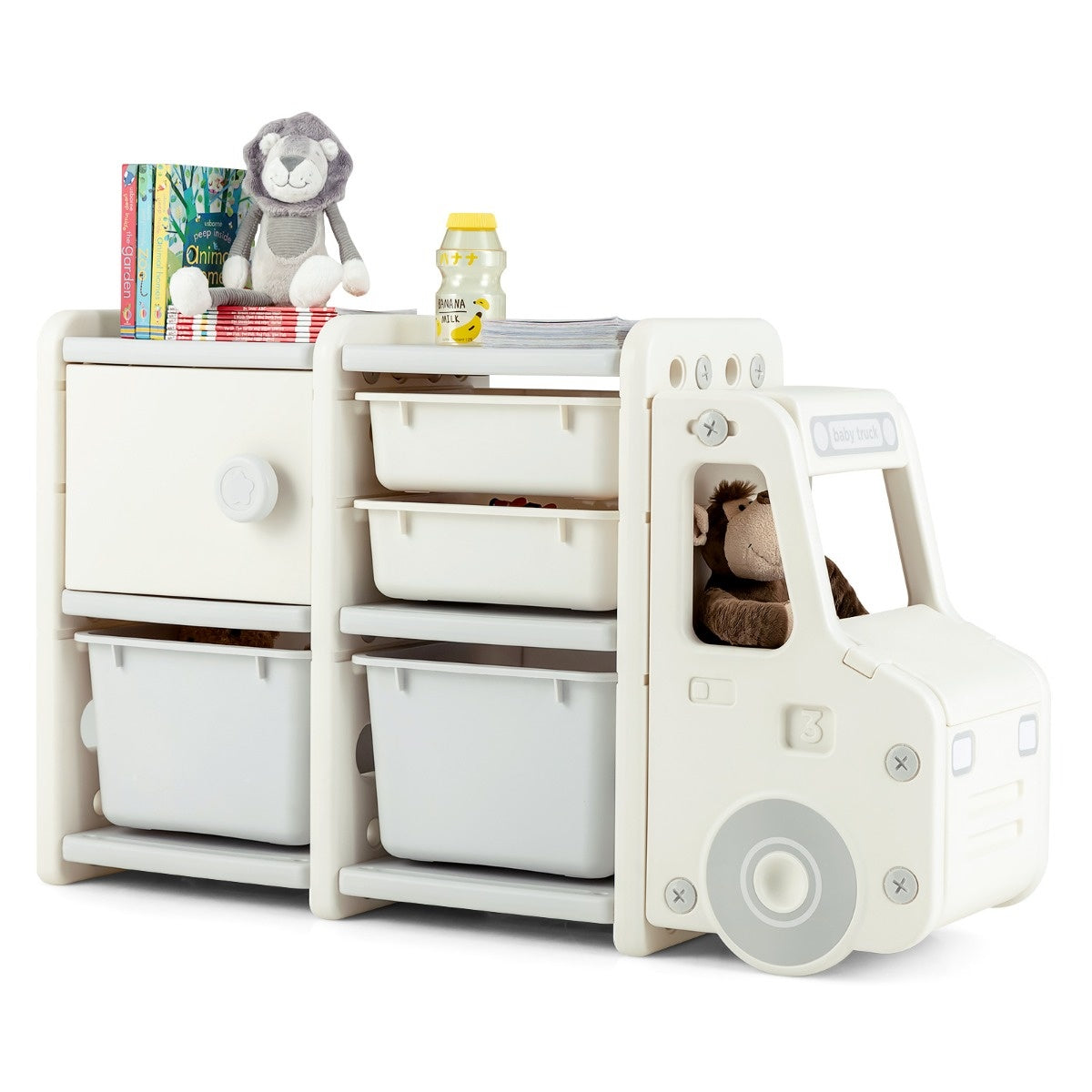Coast Toy Rack 2 Level Kinderregal mit Schubladen und Aufbewahrungsboxen 110 x 32 x 66 cm