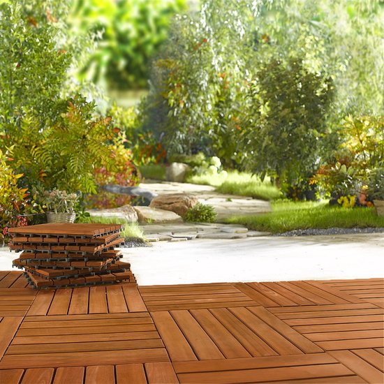 Terrassenfliese aus Akazienholz – 30 x 30 cm, Plug-In-System – FSC®-zertifiziert