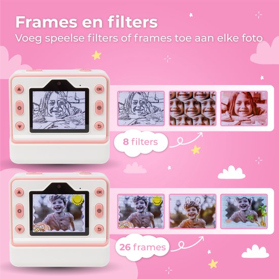 Nuvance - Kinderkamera - Spielzeugkamera Kinder - Inkl. 32 GB SD-Karte - Foto & Video - Fotodrucker - Digitale Kinderkamera - Kinderkameras - Pink