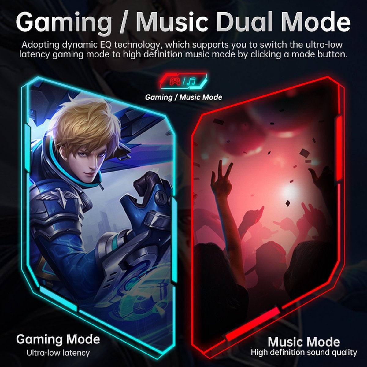 Kofire BG-05 Wireless Gaming Headset - Over-Ear Bluetooth Kopfhörer - mit Mikrofon - Schwarz