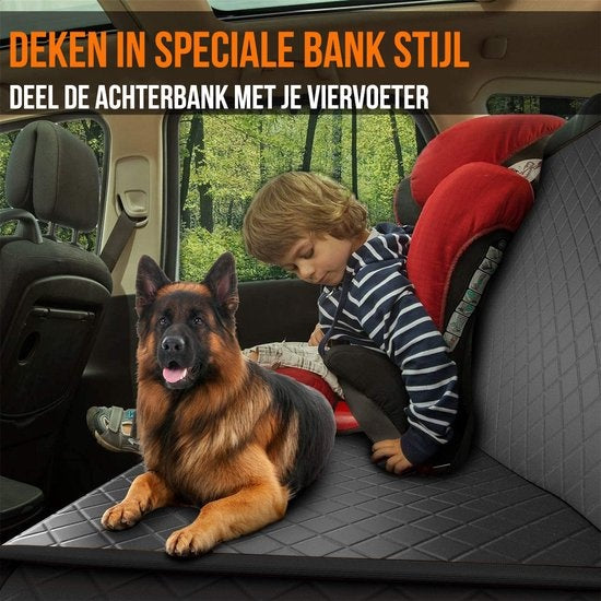 Strex Hundedecke Auto Rücksitz und Kofferraum - 137 x 147 CM - Schutzhülle - Hundedecke - Auto Autoteppich Rücksitz - Inkl. Hundeleine und Aufbewahrungstasche - SCHWARZ