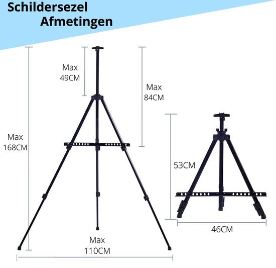 CreaTime Staffelei, verstellbar, zusammenklappbar, für Erwachsene, mit luxuriöser Schutzhülle/Tragetasche, Freiluftstaffelei