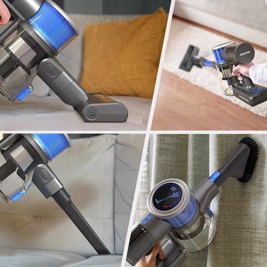 Auronic Stick Staubsauger - Kabellos - Standstaubsauger - Ohne Beutel - 350W - Extra Akku - Staubsauger - Grau/Blau