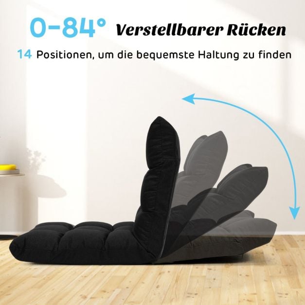 Coast Verstellbarer Bodensessel – 14 Rückenlehnenpositionen – 106,5 x 55,5 x 10 cm – Schwarz