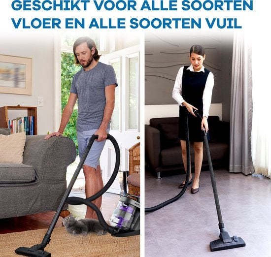 WITTS - Luxe Staubsauger - Beutellos - 30 kPa - Schwarz/Lila