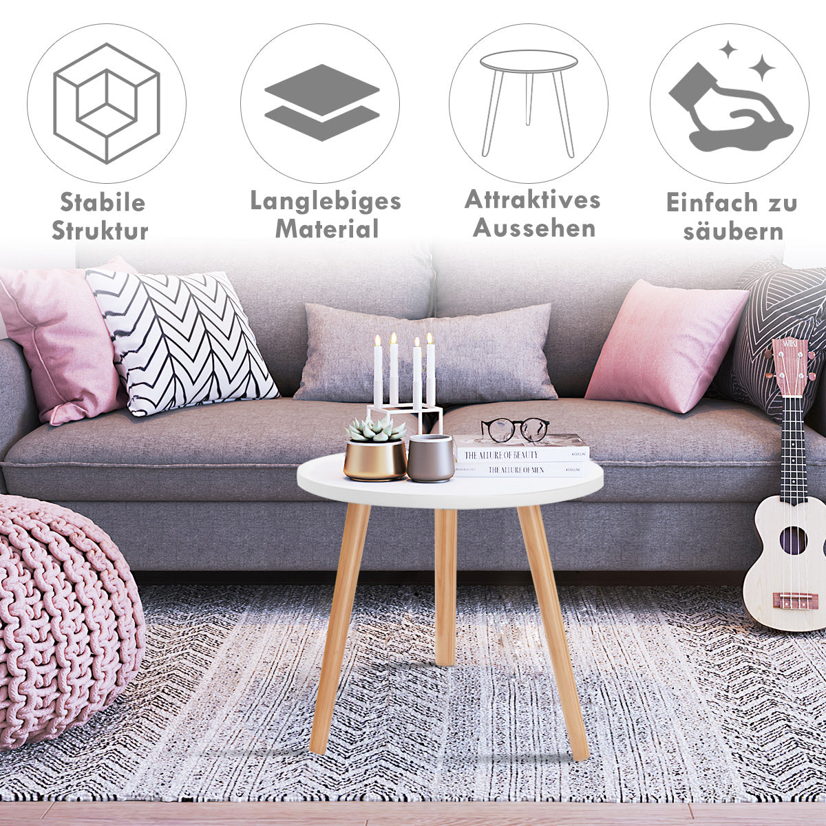 Coast Couchtisch Beistelltisch Esstisch Küchentisch Nachttisch Holz Holz weiß