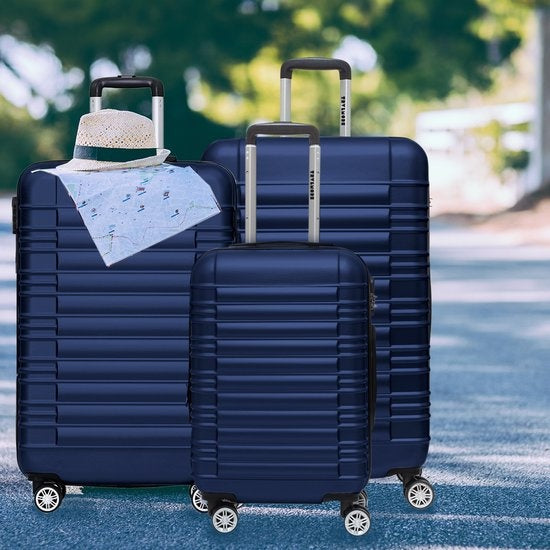 TRVLMORE - Kofferset - 3 Stück - 38L (Handgepäck) + 70L + 110L - Dunkelblau
