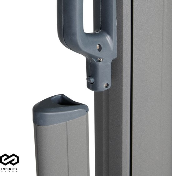 Infinity Goods Uittrekbaar Windscherm â€šÃ„Ã¬ 300 x 140 cm â€šÃ„Ã¬ Uitschuifbaar â€šÃ„Ã¬ Oprolbaar â€šÃ„Ã¬ Zonnescherm â€šÃ„Ã¬ Tuin, Strand, Terras, Balkon, Camping - Privacy â€šÃ„Ã¬ Zijluifel â€šÃ„Ã¬ Weerbestendig - Antraciet