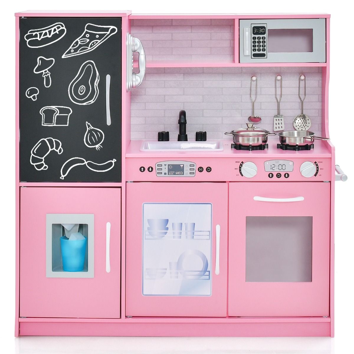 Coast Kinderküche – komplette Spielküche mit Zubehör – Mikrowelle, Eismaschine, Geschirrspüler und Backofen – rosa