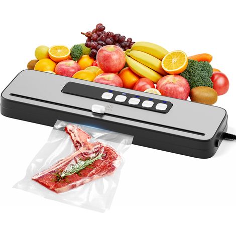 Woox Vakuumiergerät Compact – Zum Vakuumieren von trockenen und feuchten Lebensmitteln – 38,5 x 11 x 5,5 cm – Schwarz