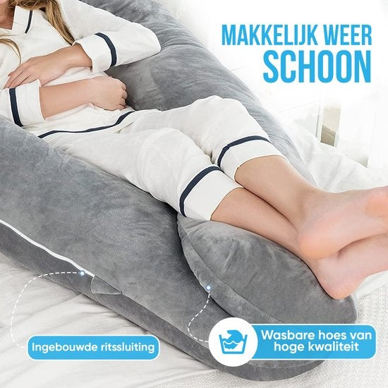 Avalo - Schwangerschaftskissen - 5XL - 330CM - Abnehmbarer Bezug - Seitenschläferkissen - Grau