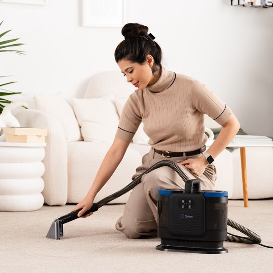 Qclean® Teppichreiniger – 4-in-1-Fleckenentferner & Dampfreiniger – 105 °C Dampf – Polsterreiniger – Selbstreinigend – inkl. Reinigungsmittel