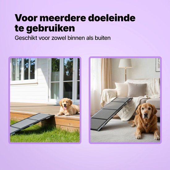 Jake und Jacky Hundetreppe für das Auto – Zusammenklappbare Hundetreppe – Rutschfeste Treppe für große Hunde – Zusammenklappbar – Reflektierend – 180 x 55 cm – Gewicht bis zu 70 kg