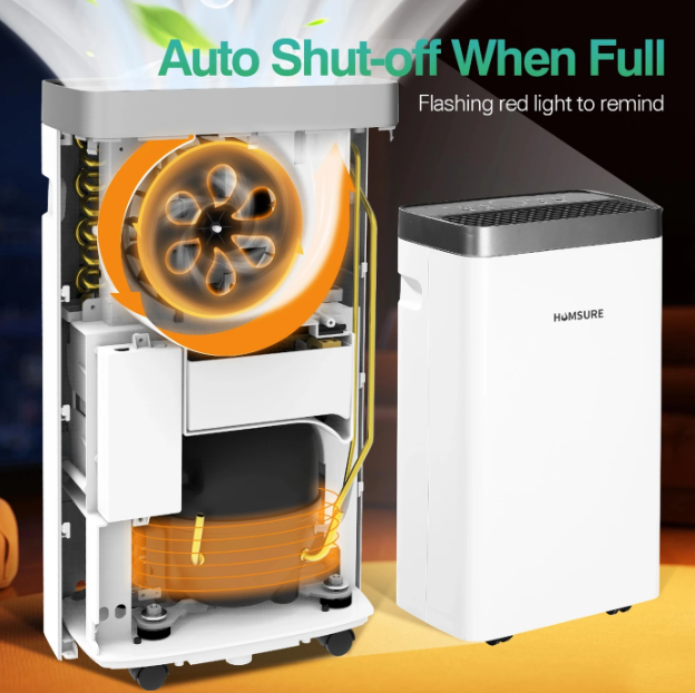 Humsure Luftentfeuchter 16 l/Tag – 25 m² – Timer – Rollen – Weiß