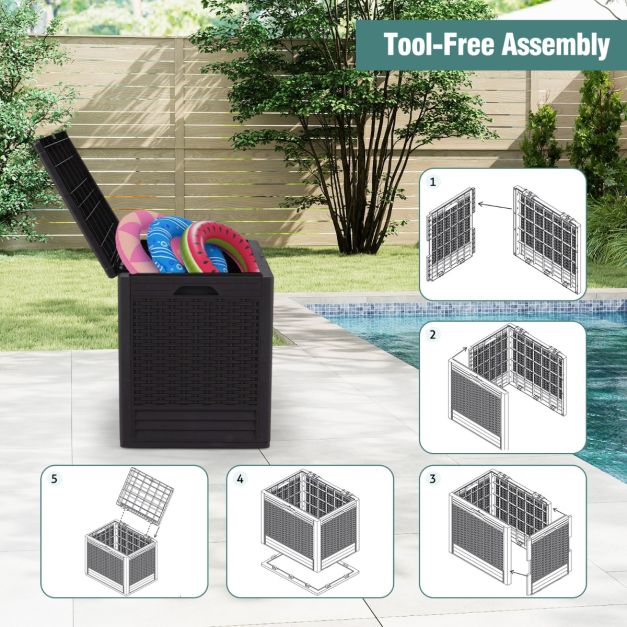 Coast - 96 L Storage Box Outdoor Cushion Box - PP Material - 96L Fassungsvermögen - Wetterfest - Rattan Muster - Abschließbarer Deckel - Multifunktional (Beistelltisch/Sitzplatz) - Braun