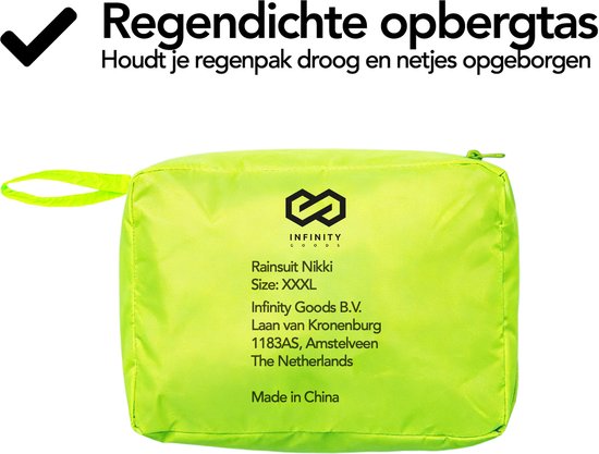 Infinity Goods Regenanzug Nikki – Damen & Herren – Größe XXXL – Wasserdicht & atmungsaktiv – Reflektierend – Neongelb
