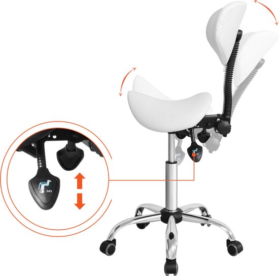 Sattelhocker ergonomisch - Barbierhocker - Tabouret - höhenverstellbar - neigbare und verstellbare Rückenlehne