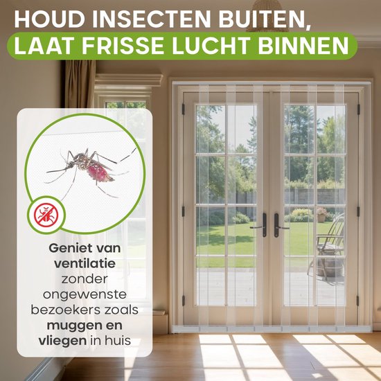 O'DADDY® Fliegengitter Lamellenvorhang - 150x260 cm - Türvorhang - Türtür - Verstellbares Design - Fiberglas - Türgitter Weiß