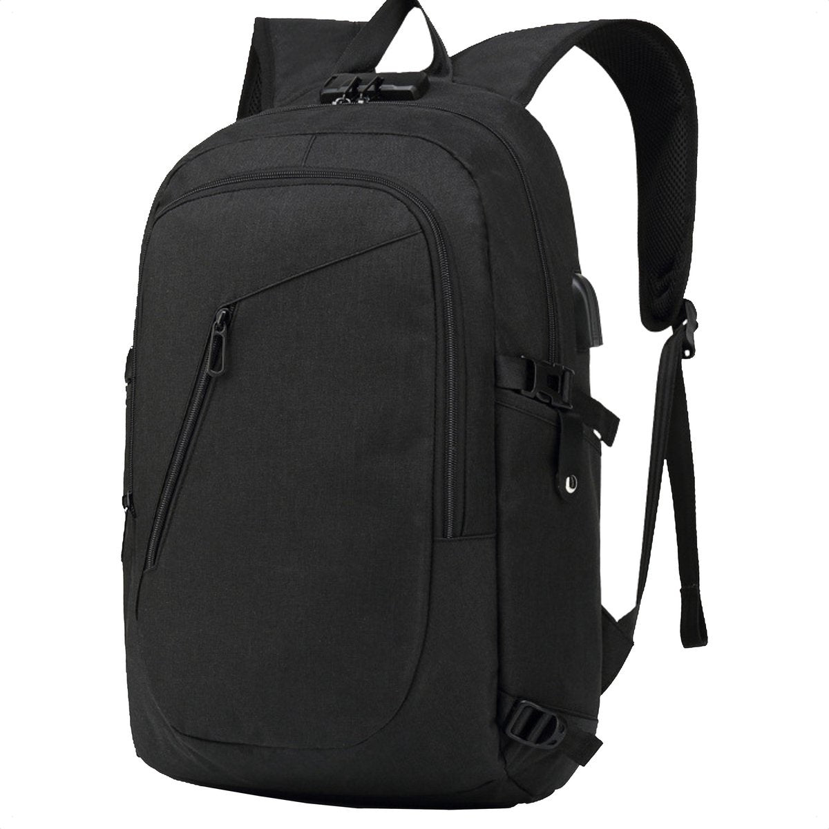 Anti-Diebstahl-Rucksack - Wasserdicht - Inklusive USB-Ladestation - 14 bis 15,6 Zoll - Schwarz