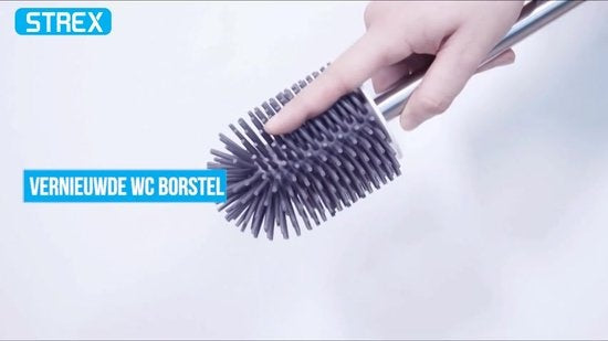 Strex Toiletborstel Siliconen met Houder Zwart - Sneldrogend, hygienisch& Antibacterie Werking - WC Borstel - Toilet Borstel Houder