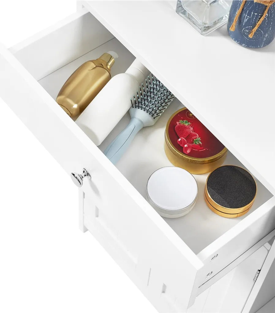 Yaheetech Badezimmerschrank 75 x 30 x 80 cm – Weiß – Aufbewahrungsschrank mit Schublade, Tür und verstellbaren Einlegeböden