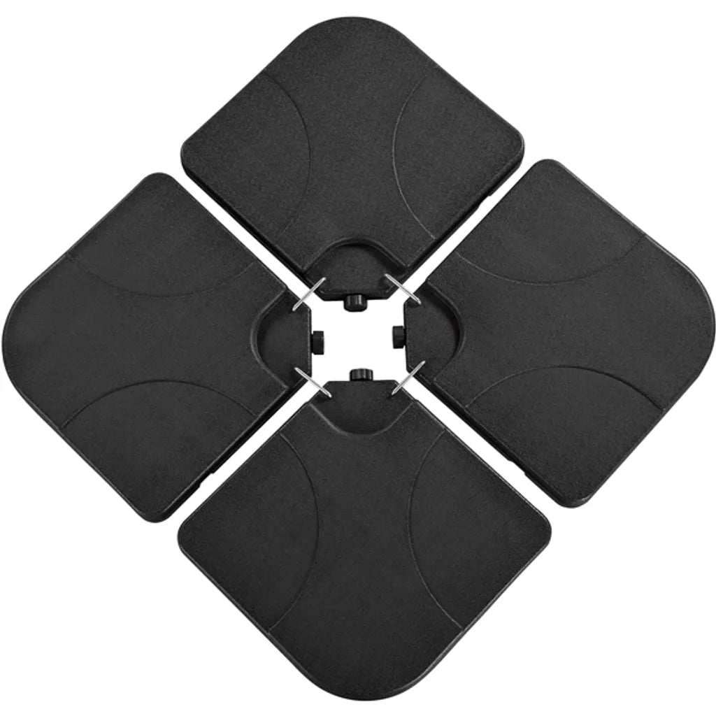 Yaheetech Sonnenschirmständer, 4-teilig, 103,5 x 103,5 cm – Schwarz – Befüllbarer Sonnenschirmständer für Schwebeschirme mit Wasser oder Sand