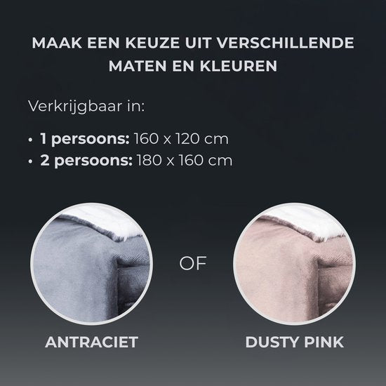 STAUS&BACH POWERNAP - 2 Personen XXL Heizdecke (160W) - Wärmedecke mit 1 bis 9 Stunden Timer und 9 Wärmestufen - 180x160 cm Kuscheldecke - Waschmaschinenfeste Oberdecke - Anthrazit