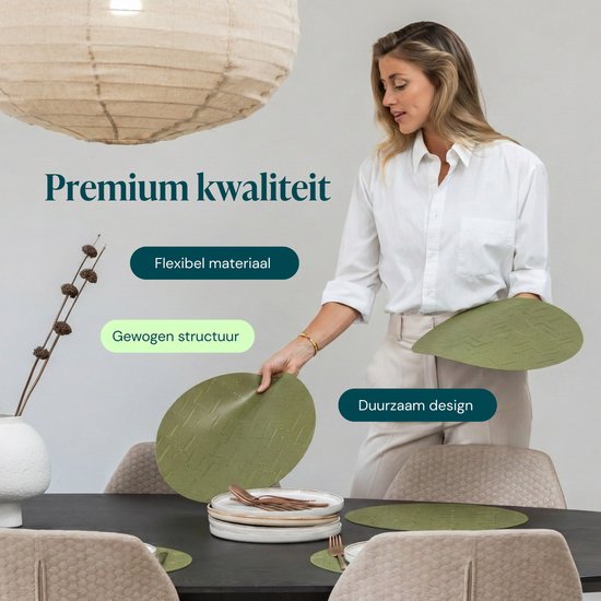 Castagnola Tischsets – Tischset aus Kunststoff – Untersetzer – Tischsets aus Kunststoff und PVC – 6 Stück – Durchmesser 37 cm – Grün