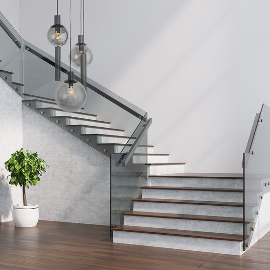 Steinhauer - Pendelleuchte - Bollique LED - schwarz - Glas Metall Rauchglas - Ø 60cm - E27 GU10 - 3800ZW