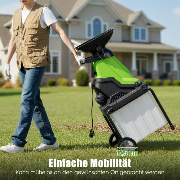 Coast Elektrischer Gartenhäcksler 3000 W – Äste bis 45 mm – 50 l – Grün
