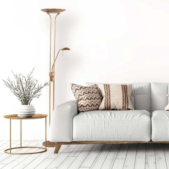 Steinhauer Olet - Classic LED dimmbare Stehleuchte | Stehleuchte mit Dimmer mit Leseleuchte - 1 Licht - H 1800 mm - Bronze - Wohnzimmer | Schlafzimmer